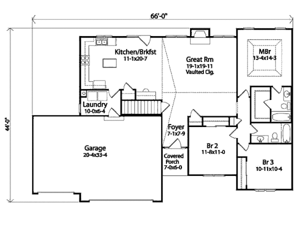 Architectural House Design - Ranch Floor Plan - Main Floor Plan #22-526