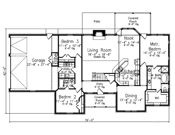 Southern Floor Plan - Main Floor Plan #52-211
