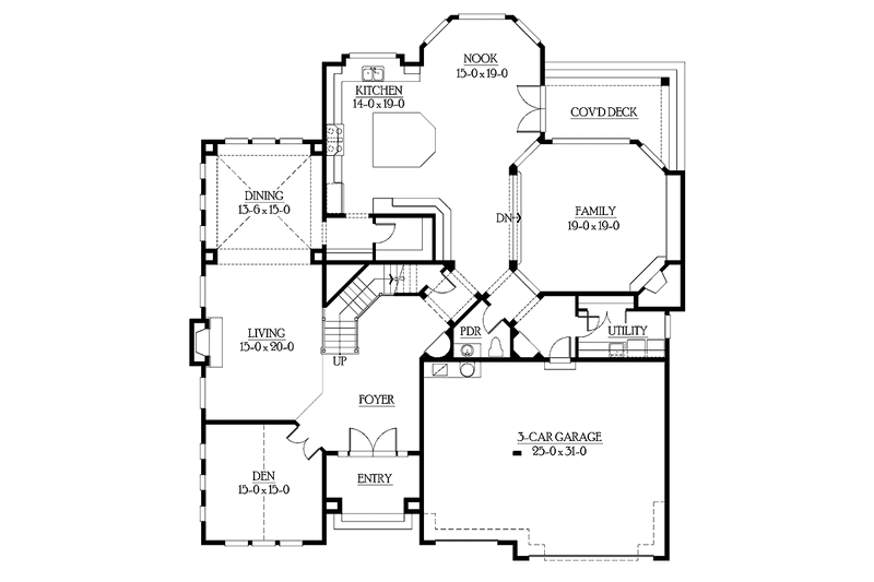 Home Plan - Floor Plan - Main Floor for Craftsman House Plan #132-350 - 4 bed, 3.5 bath