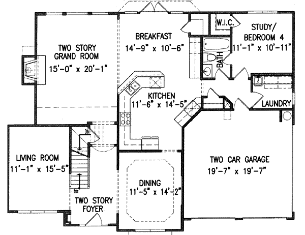 Dream House Plan - Southern Floor Plan - Main Floor Plan #54-158
