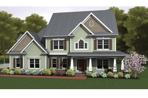 House Blueprint - Exterior - Front Elevation for Colonial House Plan #1010-38 - 3 bed, 2.5 bath