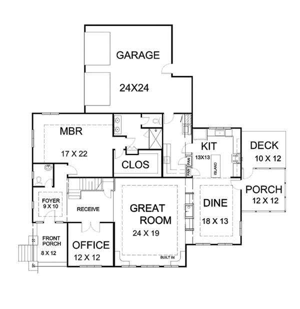Architectural House Design - Craftsman Floor Plan - Main Floor Plan #939-5