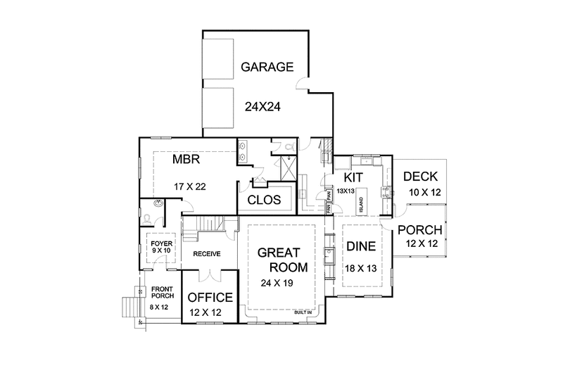 Architectural House Design - Floor Plan - Main Floor for Craftsman House Plan #939-5 - 4 bed, 3.5 bath