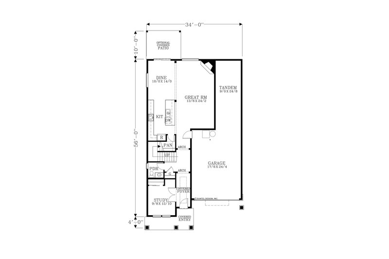 Architectural House Design - Floor Plan - Main Floor for Craftsman House Plan #53-647 - 5 bed, 2.5 bath