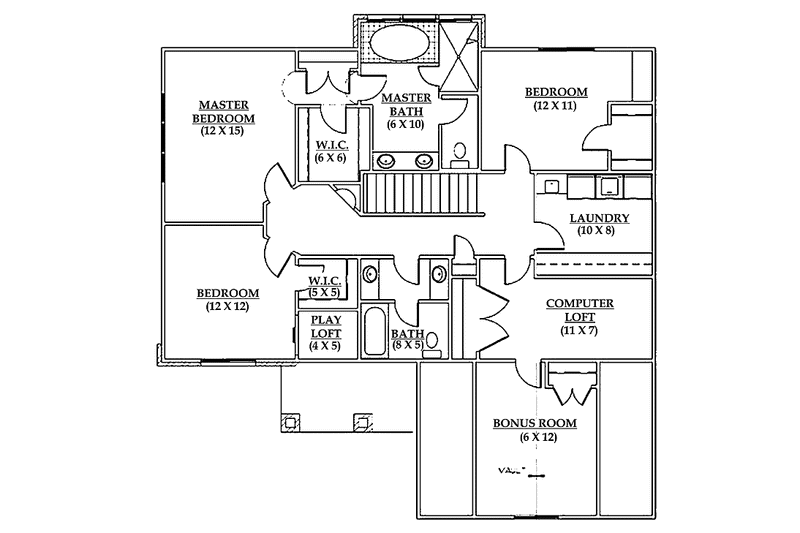 Home Plan - Floor Plan - Upper Floor for Country House Plan #945-35 - 3 bed, 2.5 bath