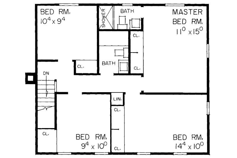 Dream House Plan - Floor Plan - Upper Floor for Country House Plan #72-572 - 4 bed, 2.5 bath