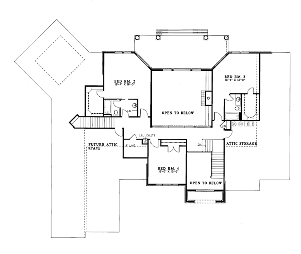 House Design - Traditional Floor Plan - Upper Floor Plan #17-2702