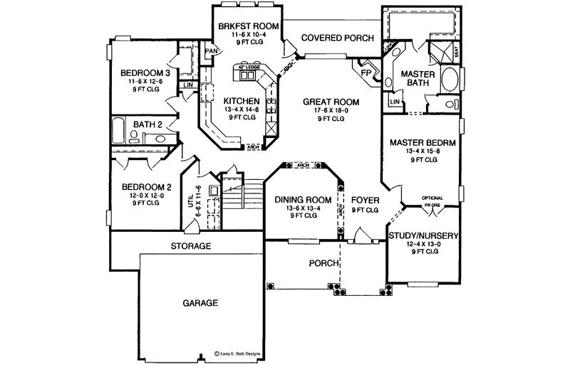 House Blueprint - Floor Plan - Main Floor for Country House Plan #952-150 - 3 bed, 2 bath