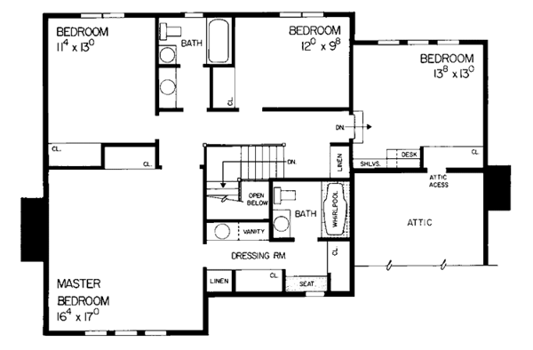 House Plan Design - Tudor Floor Plan - Upper Floor Plan #72-798