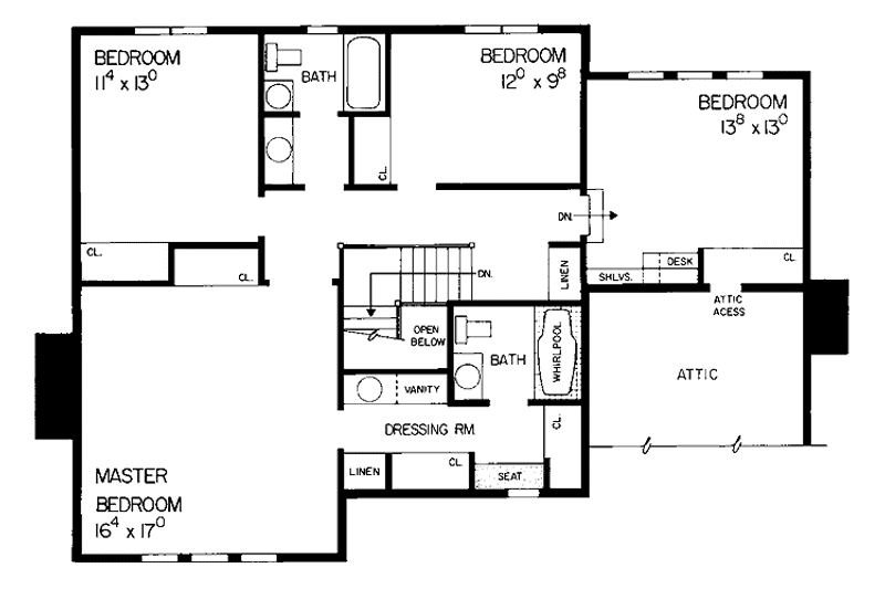 Home Plan - Floor Plan - Upper Floor for Tudor House Plan #72-798 - 4 bed, 2 bath