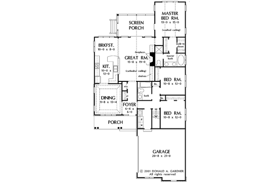 Floor Plan - Main Floor for Craftsman House Plan #929-619 - 3 bed, 2 bath