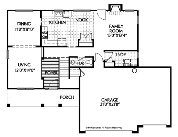 Home Plan - Country Floor Plan - Main Floor Plan #999-81