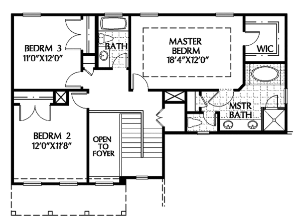 Architectural House Design - Colonial Floor Plan - Upper Floor Plan #999-82