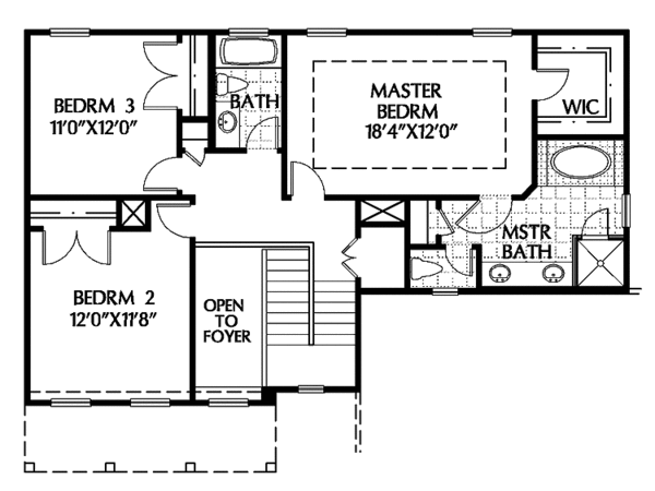 Home Plan - Colonial Floor Plan - Upper Floor Plan #999-82