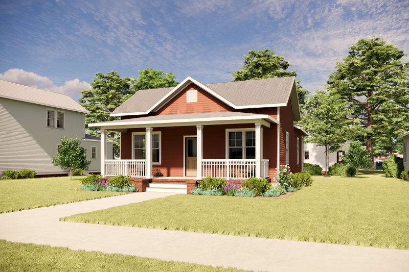 House Blueprint - Exterior - Front Elevation 2 for Craftsman House Plan #936-17 - 3 bed, 2 bath