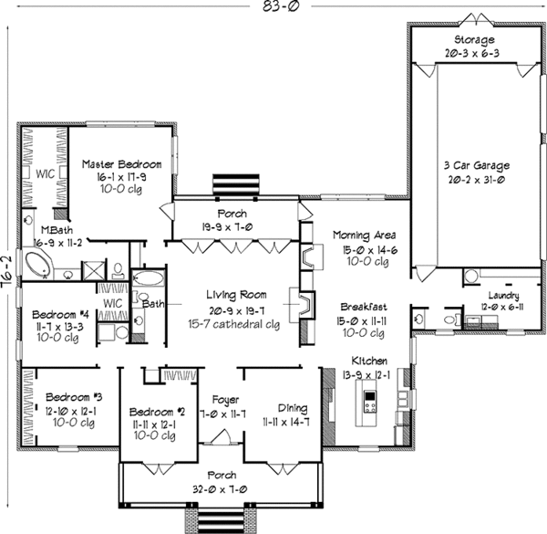 Home Plan - Country Floor Plan - Main Floor Plan #406-9643