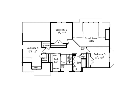 Floor Plan - Upper Floor for Country House Plan #927-939 - 4 bed, 2.5 bath