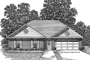 Exterior - Front Elevation 3 for Ranch House Plan #56-658 - 3 bed, 2 bath