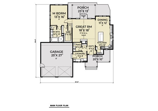 House Blueprint - Craftsman Floor Plan - Main Floor Plan #1070-13