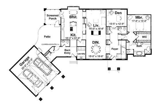 Floor Plan - Main Floor for European House Plan #928-20 - 3 bed, 3 bath