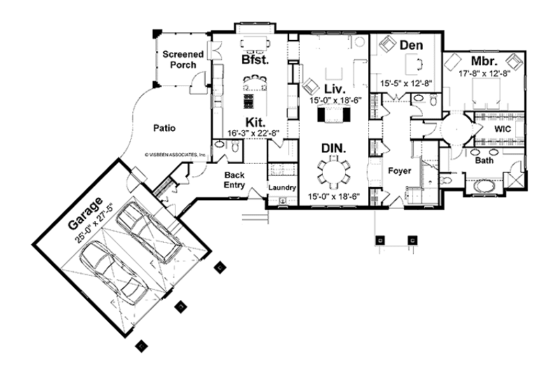 Home Plan - Floor Plan - Main Floor for European House Plan #928-20 - 3 bed, 3 bath
