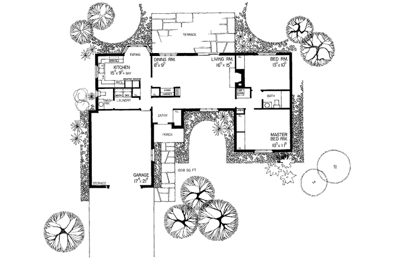 Architectural House Design - Floor Plan - Main Floor for Tudor House Plan #72-663 - 2 bed, 1.5 bath