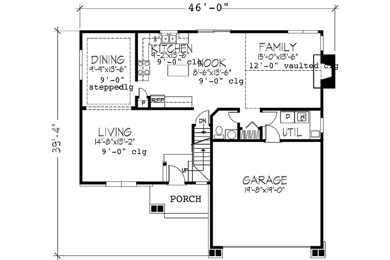 House Blueprint - Floor Plan - Main Floor for Country House Plan #320-1418 - 4 bed, 2.5 bath