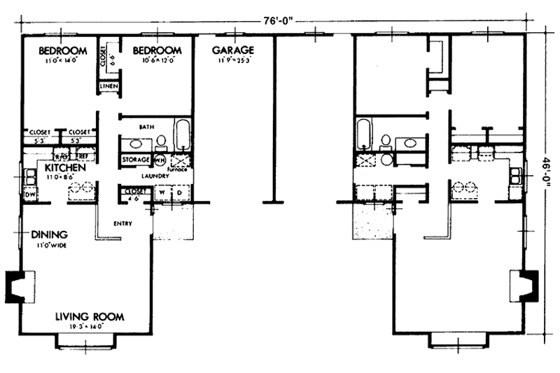Architectural House Design - Floor Plan - Main Floor for Prairie House Plan #320-1238 - 2 bed, 1 bath