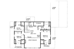 Floor Plan - Upper Floor for Cabin House Plan #117-786 - 3 bed, 2.5 bath