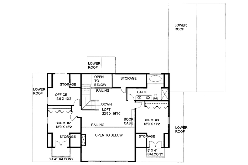 Dream House Plan - Floor Plan - Upper Floor for Cabin House Plan #117-786 - 3 bed, 2.5 bath