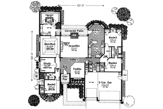 Floor Plan - Main Floor for European House Plan #310-546 - 4 bed, 3 bath
