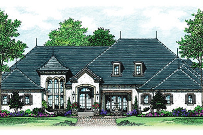 Dream House Plan - Exterior - Front Elevation 4 for European House Plan #417-816 - 5 bed, 6.5 bath