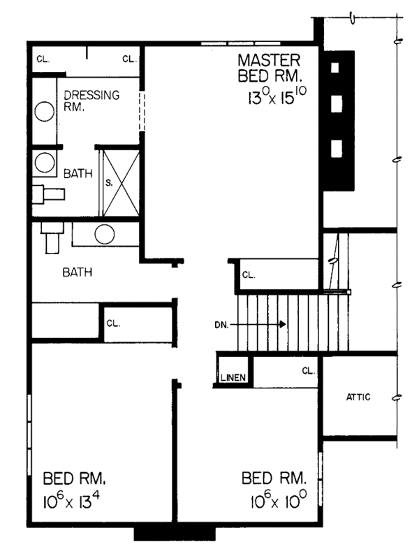 Home Plan - Tudor Floor Plan - Upper Floor Plan #72-714