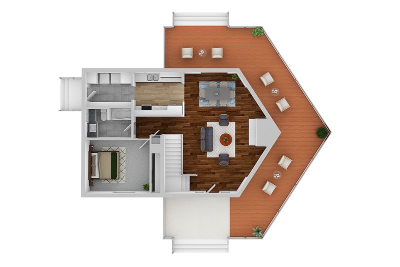 Home Plan - Floor Plan - Main Floor for Log House Plan #124-503 - 3 bed, 2 bath