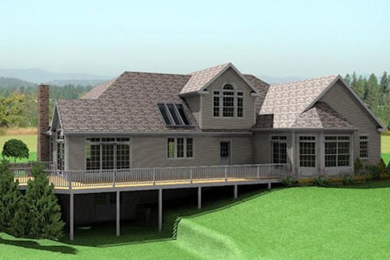 Exterior - Rear Elevation for Traditional House Plan #75-170 - 3 bed, 2.5 bath