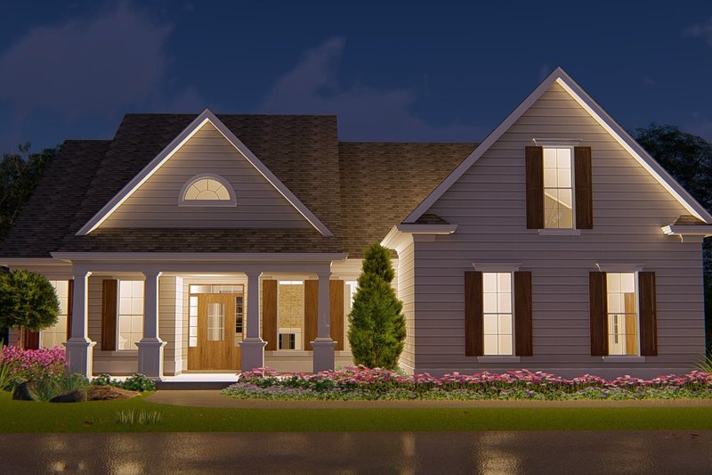 House Blueprint - Exterior - Front Elevation 3 for Traditional House Plan #54-397 - 3 bed, 2 bath