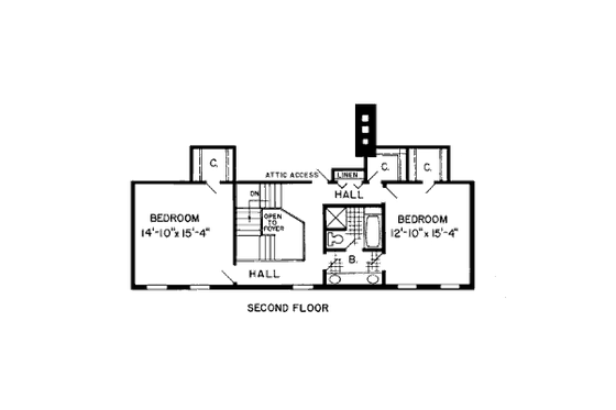 Floor Plan - Upper Floor for Colonial House Plan #312-783 - 3 bed, 2.5 bath