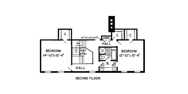 Colonial Floor Plan - Upper Floor Plan #312-783