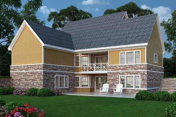 Exterior - Rear Elevation for Farmhouse House Plan #45-370 - 3 bed, 2.5 bath
