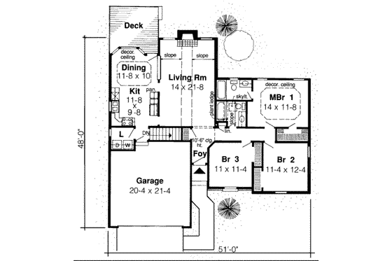 Floor Plan - Main Floor for Traditional House Plan #312-305 - 3 bed, 2 bath