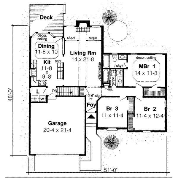 Floor Plan - Main Floor for Traditional House Plan #312-305 - 3 bed, 2 bath