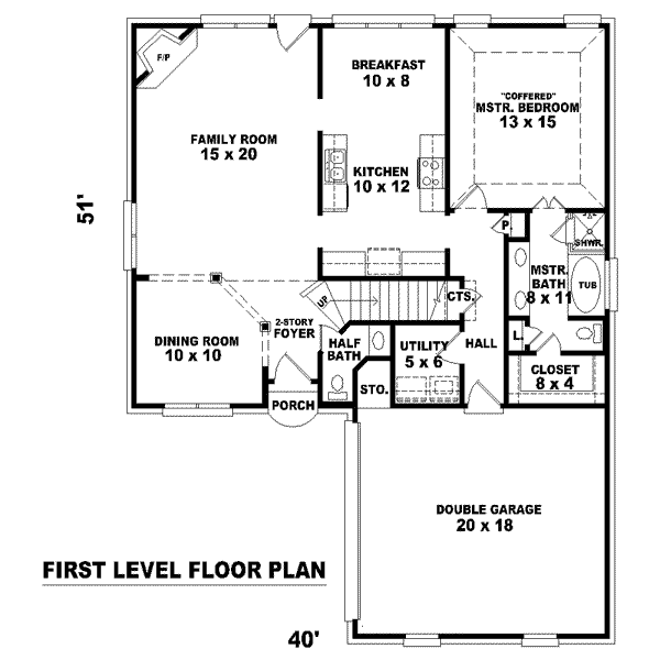 Floor Plan - Main Floor for Traditional House Plan #81-1389 - 3 bed, 2.5 bath