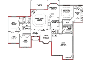 Floor Plan - Main Floor for Traditional House Plan #63-102 - 4 bed, 2.5 bath
