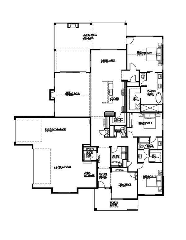House Design - Ranch Floor Plan - Main Floor Plan #569-64