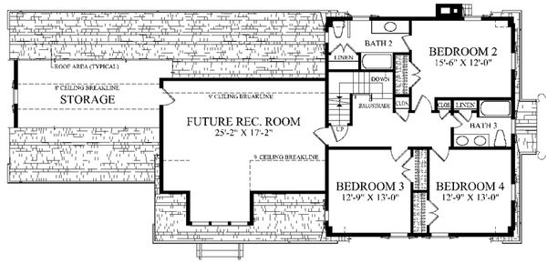 Architectural House Design - Colonial Floor Plan - Upper Floor Plan #137-259