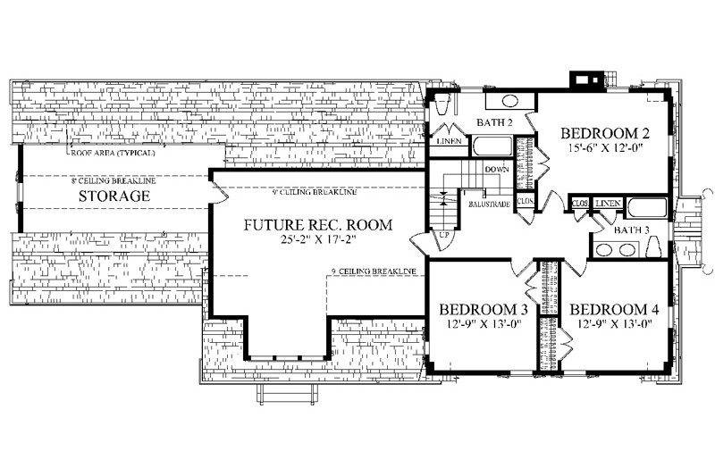 Dream House Plan - Floor Plan - Upper Floor for Colonial House Plan #137-259 - 4 bed, 3.5 bath