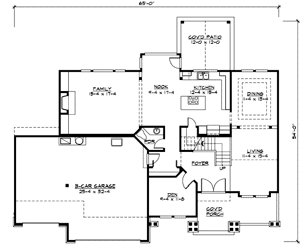 Craftsman Floor Plan - Main Floor Plan #132-135
