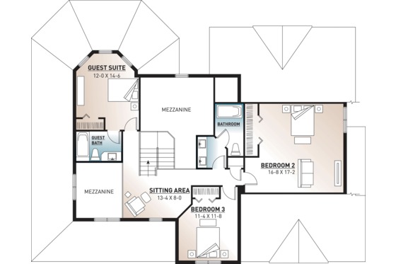 Floor Plan - Upper Floor for Traditional House Plan #23-603 - 4 bed, 3.5 bath