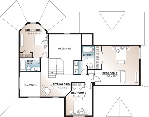 Traditional Floor Plan - Upper Floor Plan #23-603