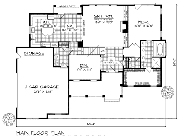 Country Floor Plan - Main Floor Plan #70-405